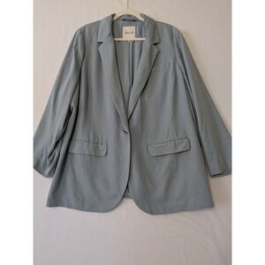 Madewell The Plus Larsen Blazer Drapeweave Relaxed Viscose Overcast Blue Grey 2X